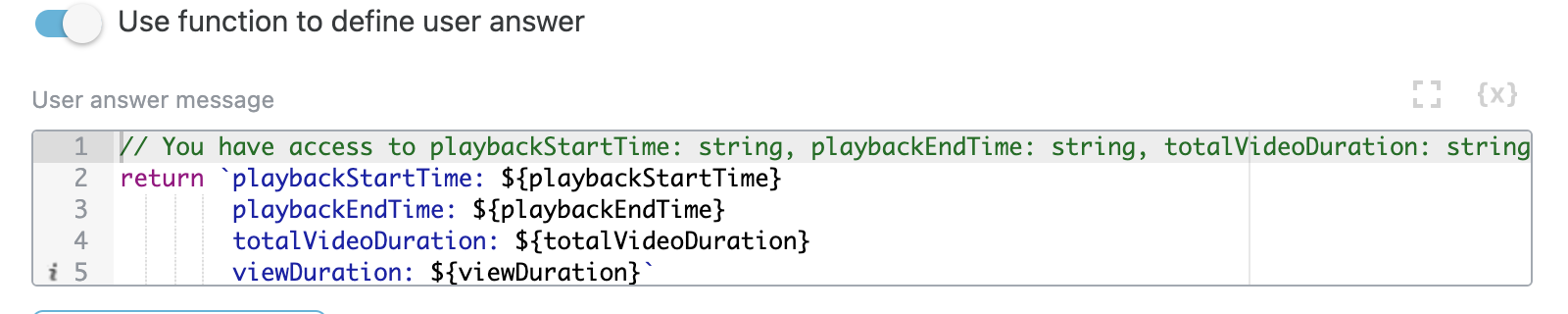 Custom answer step configuration